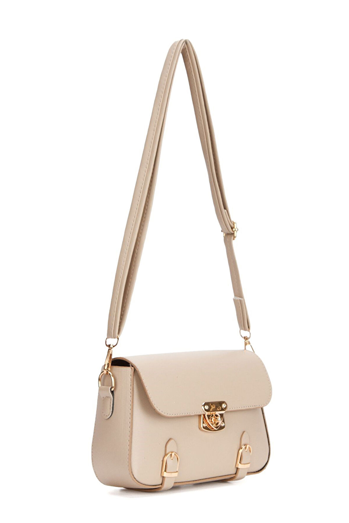 Kadın Kilit Detaylı Çapraz Askılı El ve Omuz Çantası