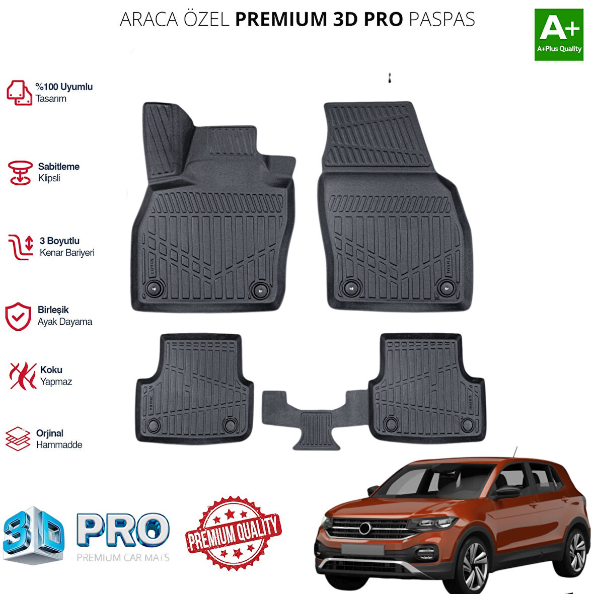 T-CROSS ARACA ÖZEL 3D PASPAS 2019 2020 2021 2022 2023 2024