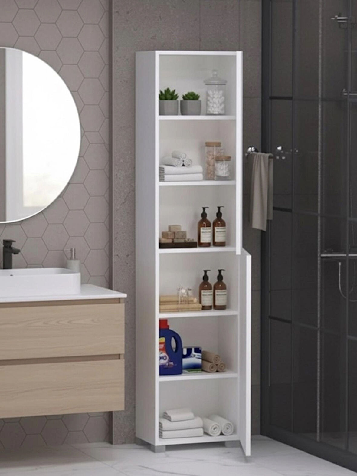 astana banyo boy dolap çok amaçlı kiler dolabı 40cm genişlik 25cm derinlik