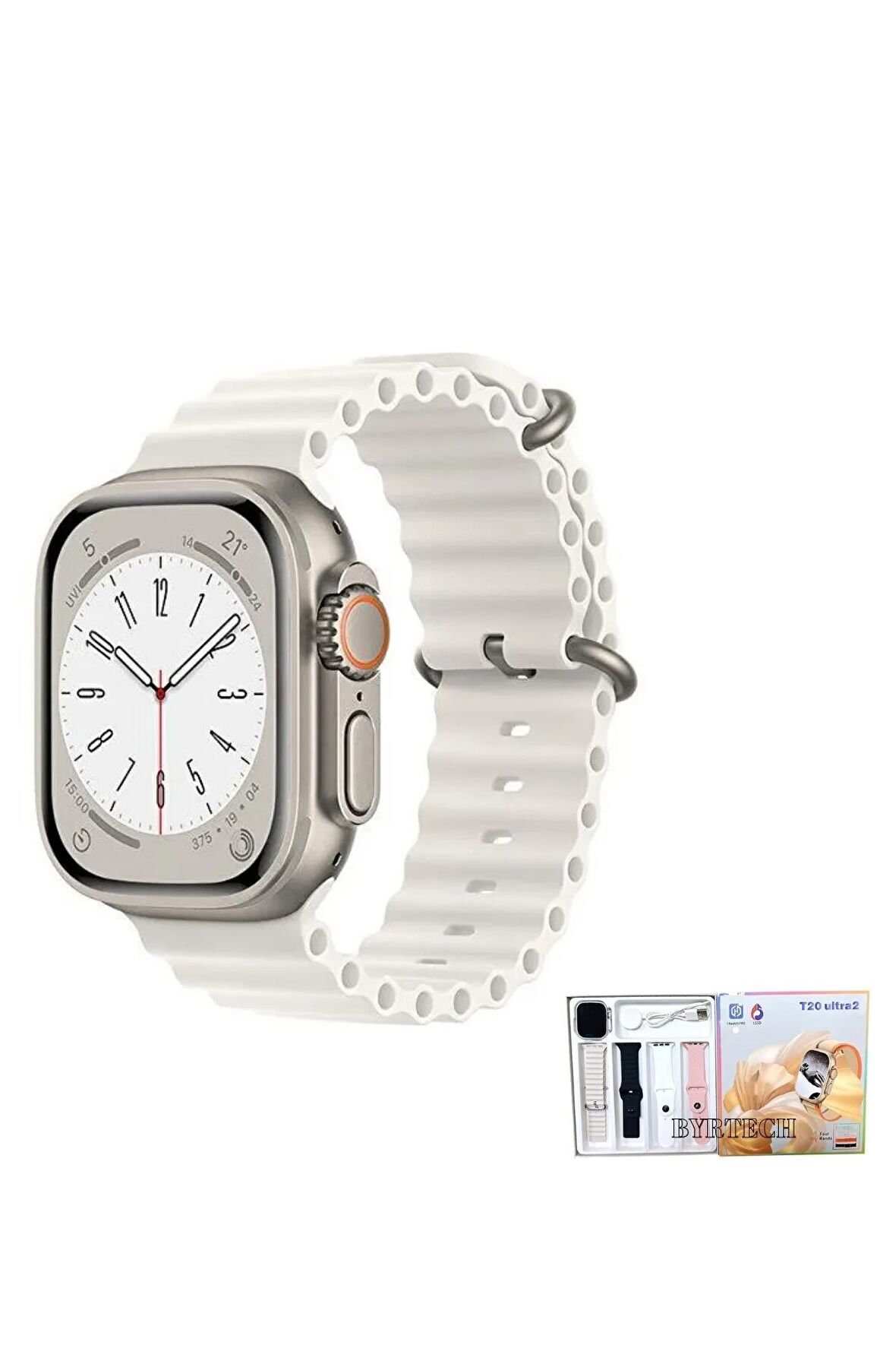 T20 Ultra 2 Bluetooth Arama ve Sosyal Medya Bildirim Destekli 4 Kordonlu Watch Ultra 2 Akıllı Saat