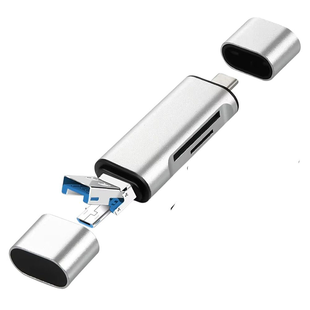 USB 2.0 3 in 1 Kart Okuyucu ve USB Çoklayıcı – Type-C, Micro USB, SD/TF Kart Desteği Zr825