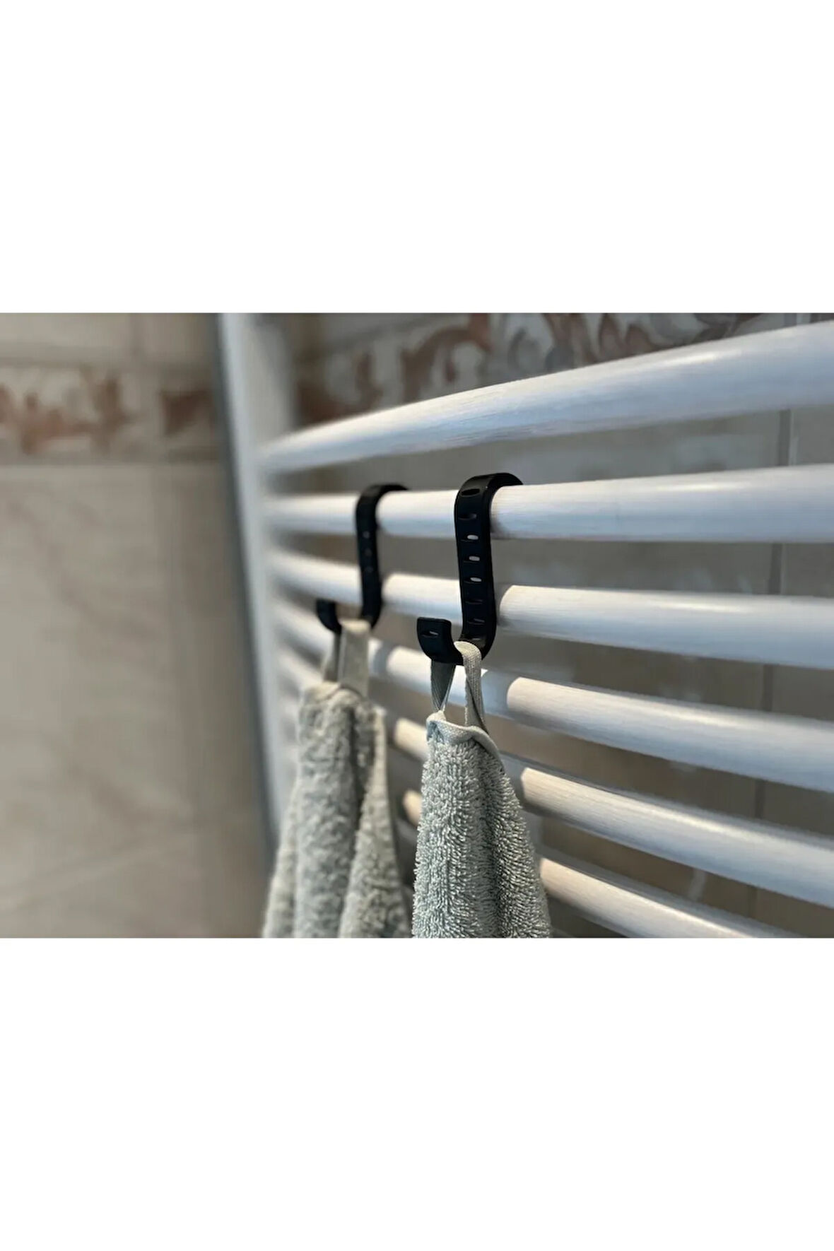 2 Adet Banyo Radyatör Askısı Siyah Renk