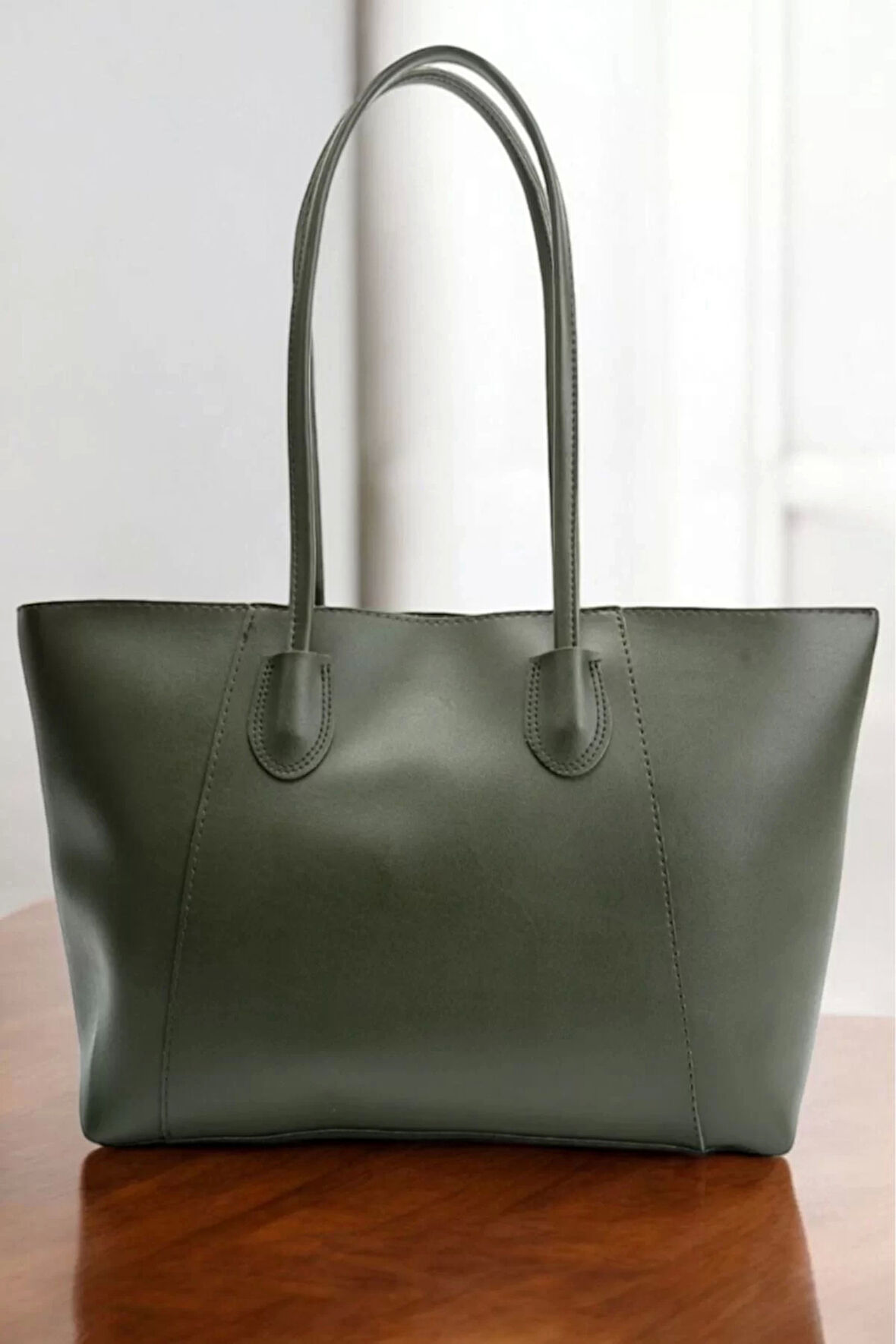 Monalisa Haki Retro Shopper Kadın Omuz Çantası