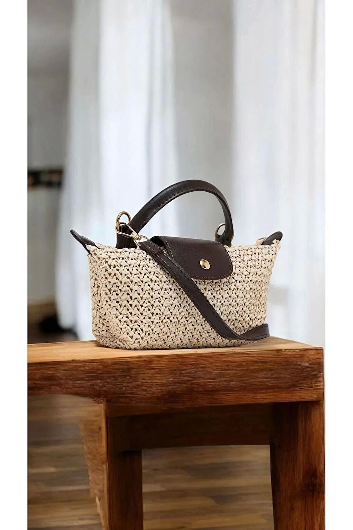 Laurel Acı Kahve/Hasır El Dokuma Kadın Mini Bag
