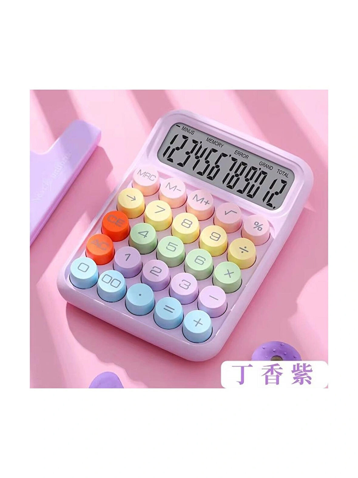 MOBGİFT Renkli Yuvarak Tuşlu Şirin Hesap Makinası MOR