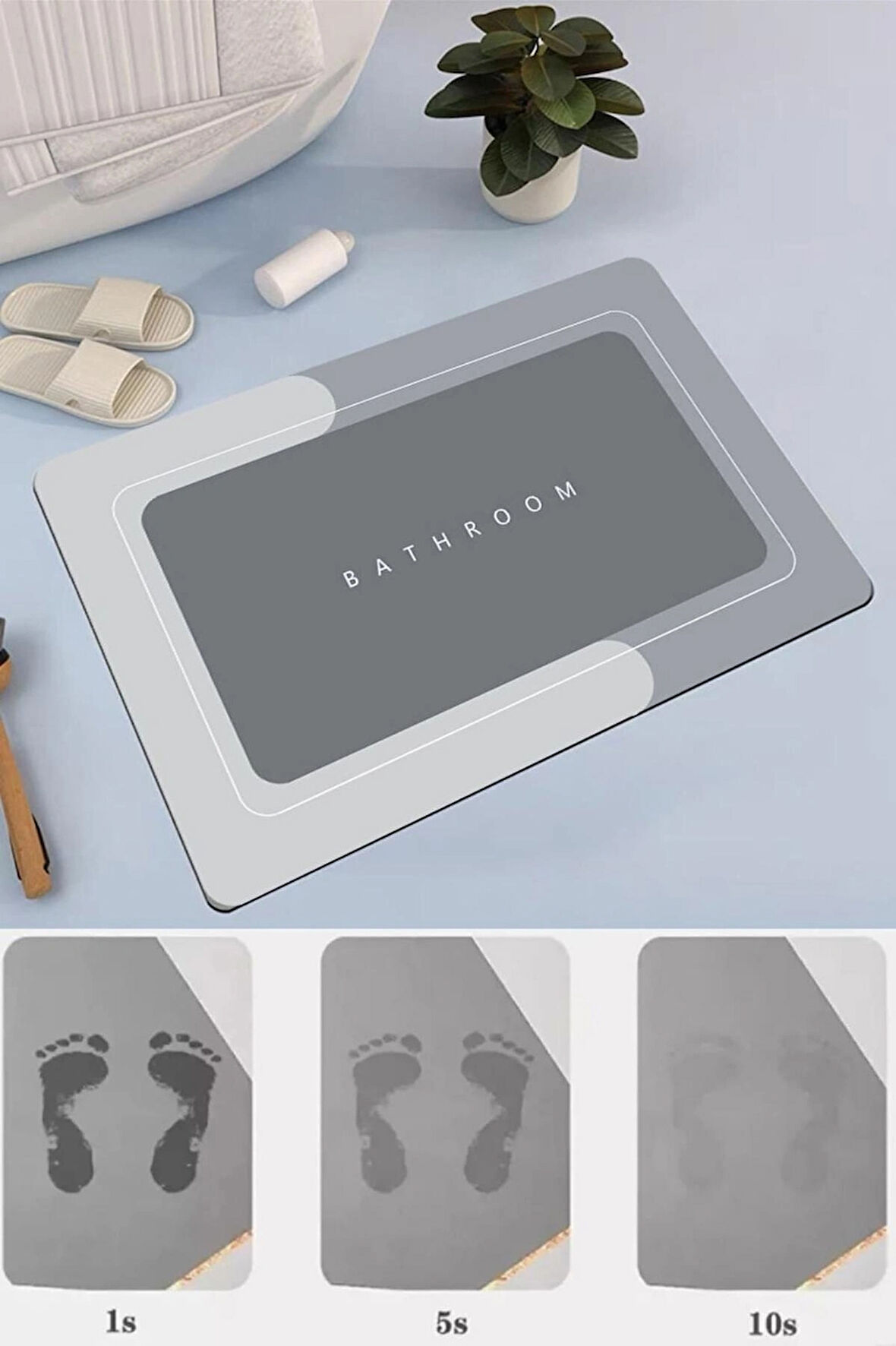  ( 1 Adet ) 40*60 CM Banyo Paspası - Kaymaz Tabanlı  Hızlı Kuruyan Mat - Su Emici Yapı 