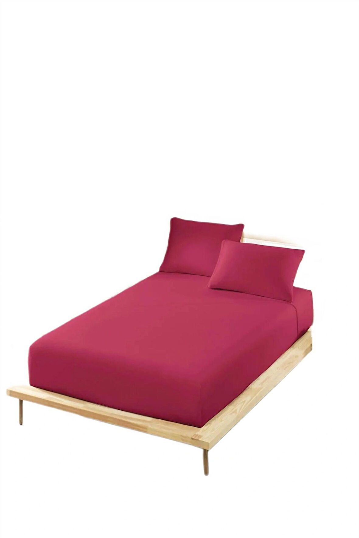 More Home Çift Kişilik Lastikli Çarşaf Seti + 2 Yastık Kılıfı Bordo