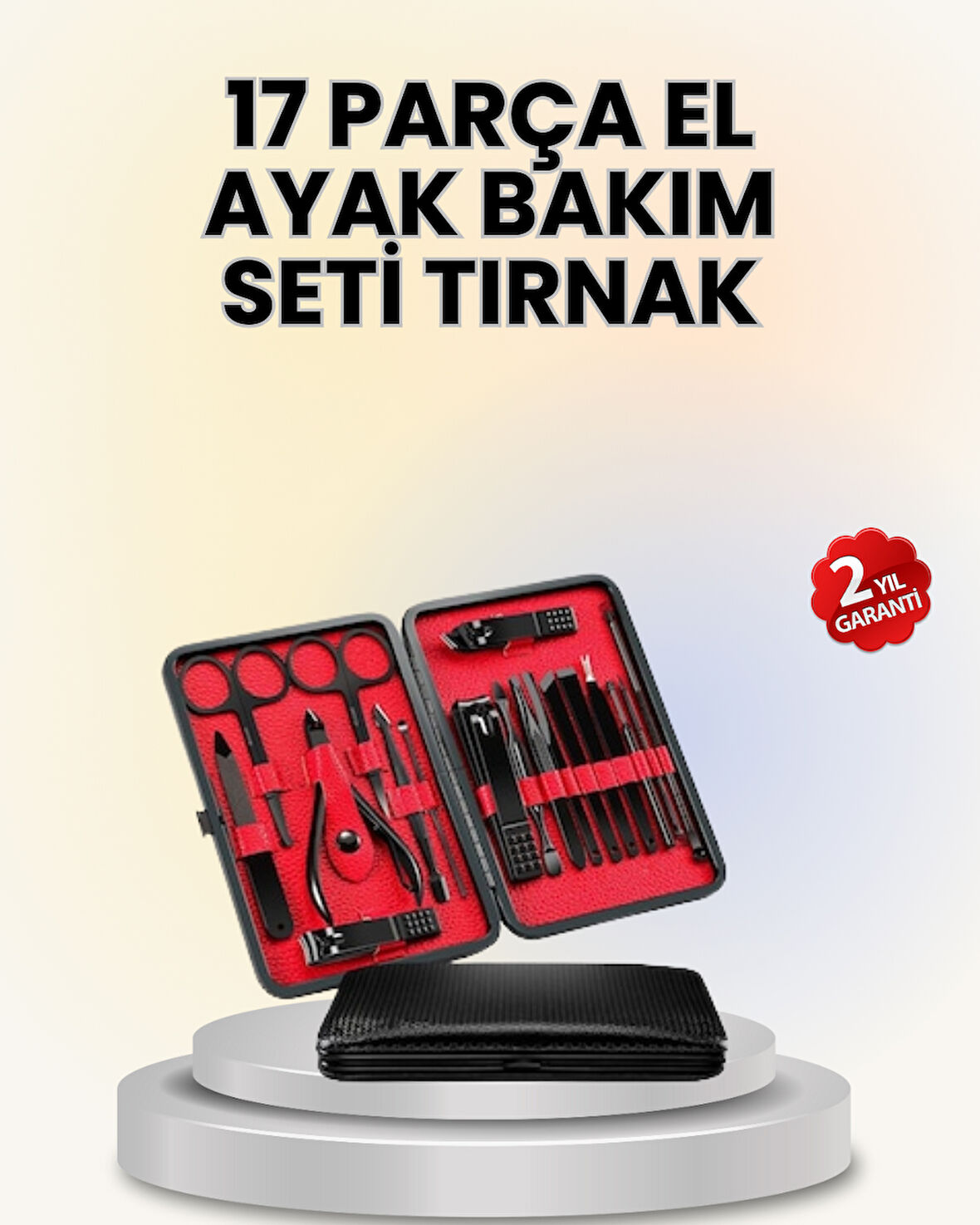 17 Parçalık Deri Kaplamalı Manikür Seti