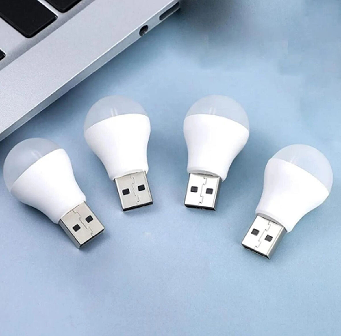 4 ADET Mini USB Ampul Led Işık-Powerbank Uyumlu,Ev-Ofis Çalışma Masası Işığı-Gece Lambası Beyaz Işık