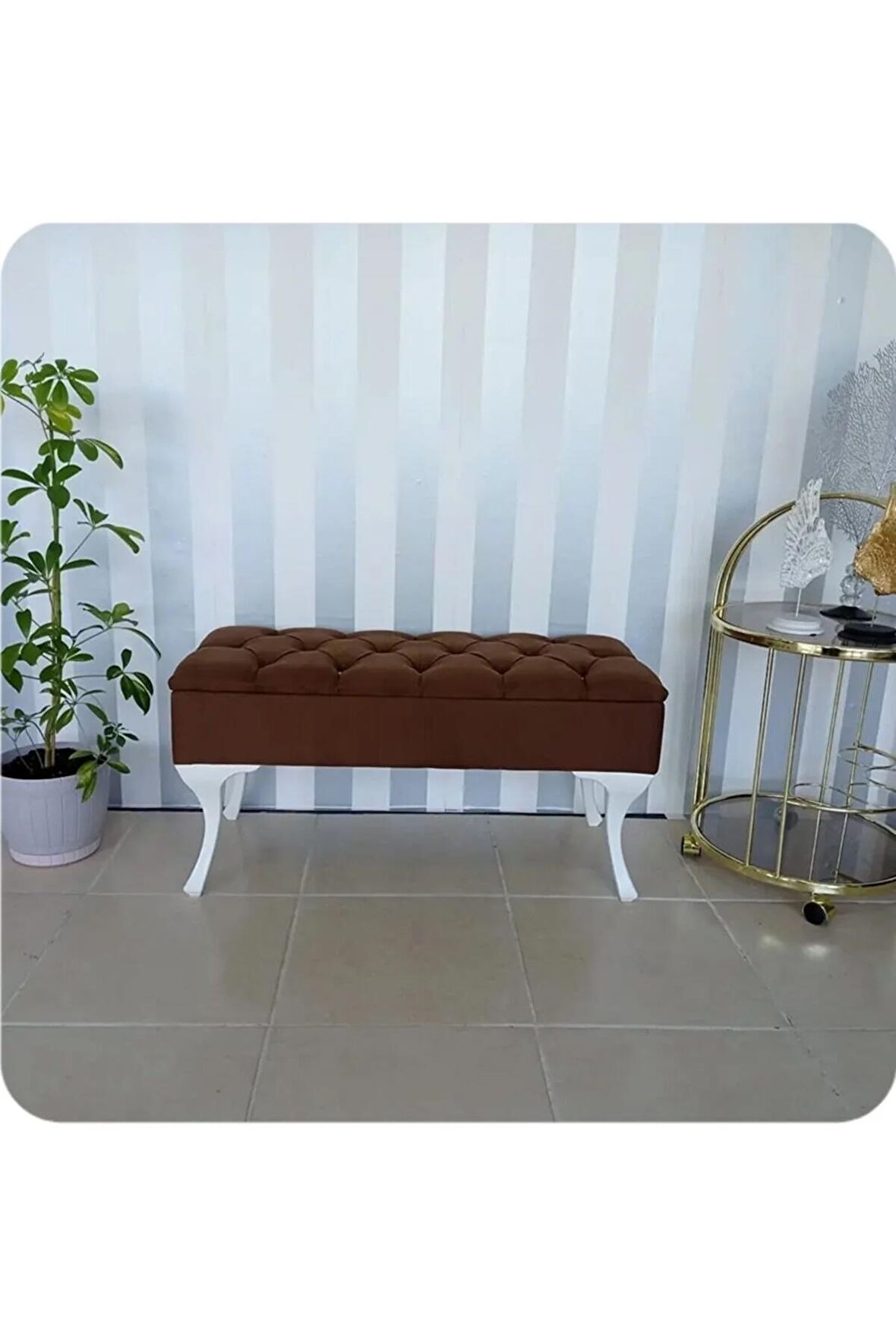 Lüks Yarım Sandıklı Kapitoneli Dekoratif Puf Bench 120cm
