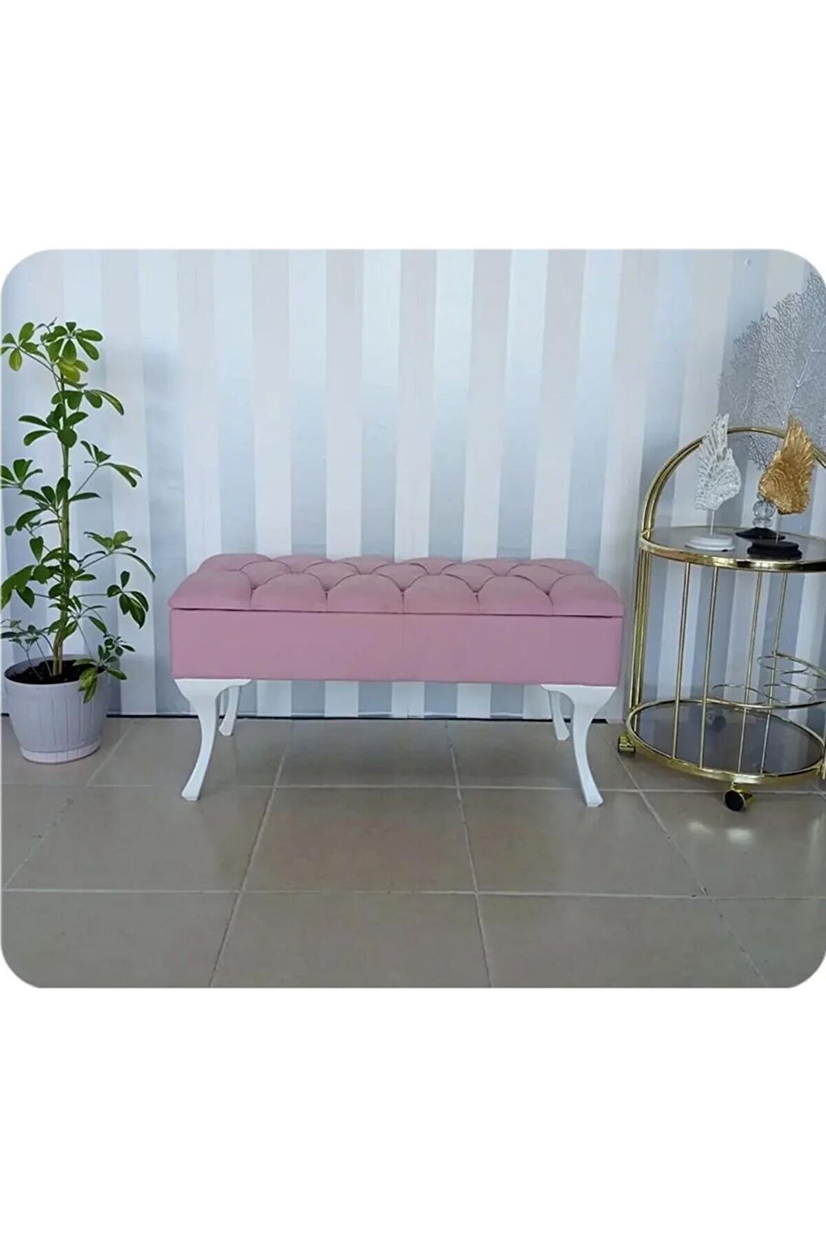 Lüks Yarım Sandıklı Kapitoneli Dekoratif Puf Bench 120cm