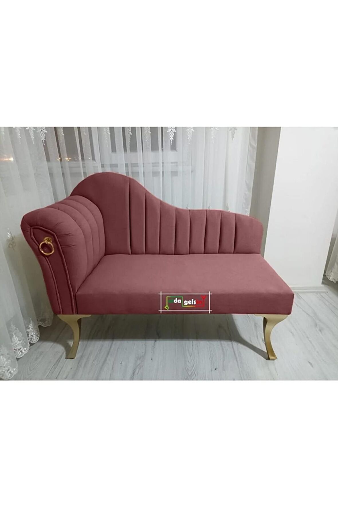 Yeni Model Ultra Lüks Alda Çizgili Josefin Bench Puf Berjer 130 Cm