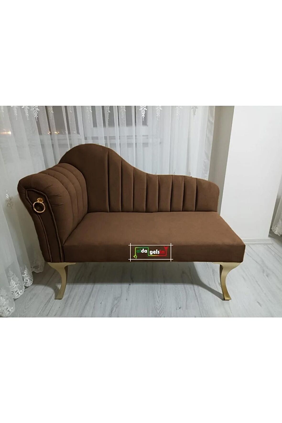 Yeni Model Ultra Lüks Alda Çizgili Josefin Bench Puf Berjer 130 Cm