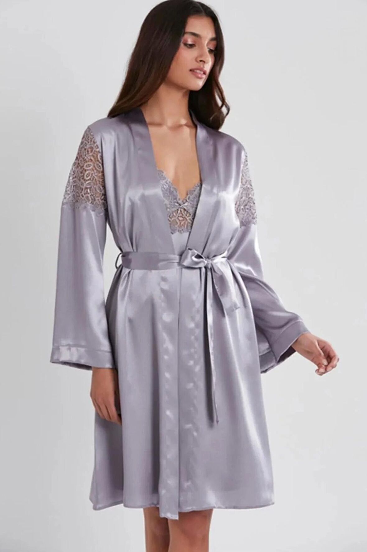 Pierre Cardin 6'lı Saten Gecelik Sabahlık Takım Çeyiz Seti 6955 - Royal