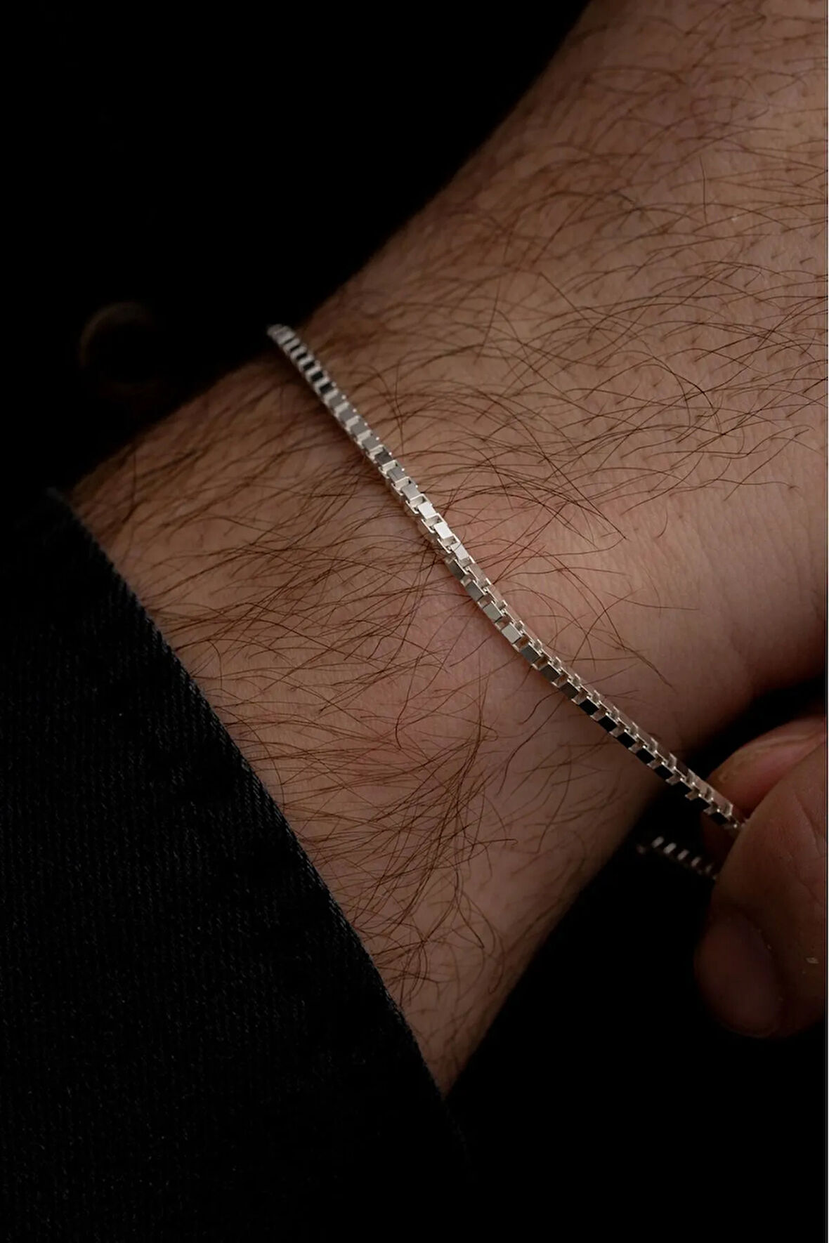 Erkek Gümüş Bileklik - 925 Ayar Küp Zincir Gümüş Bileklik 2mm