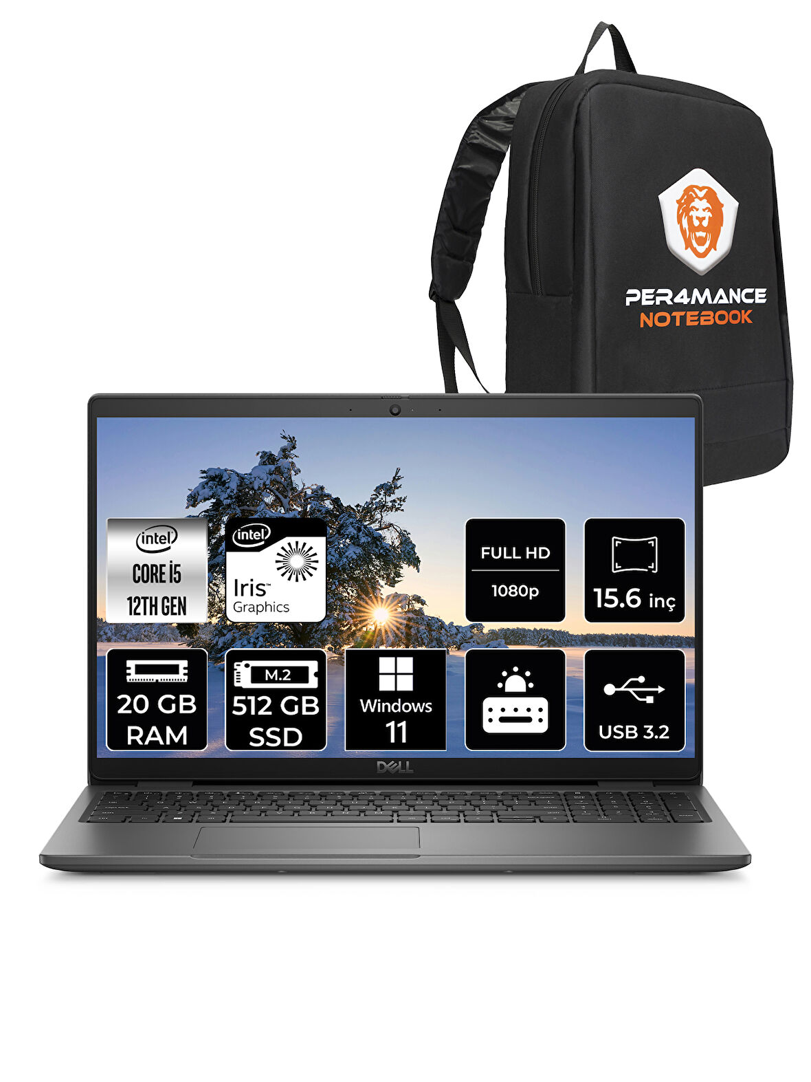 Dell Latitude 3540 Intel Core i5 1235U 20GB 512GB SSD 15.6" FHD W11H Taşınabilir Bilgisayar & PER4 Çanta