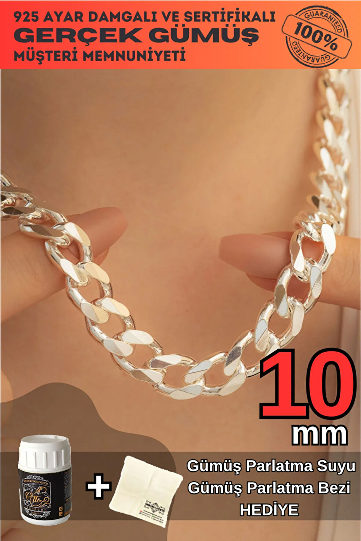 Kadın Kolye - 925 Ayar Gümüş - 10mm Gurmet Model Kadın Gümüş Kolye