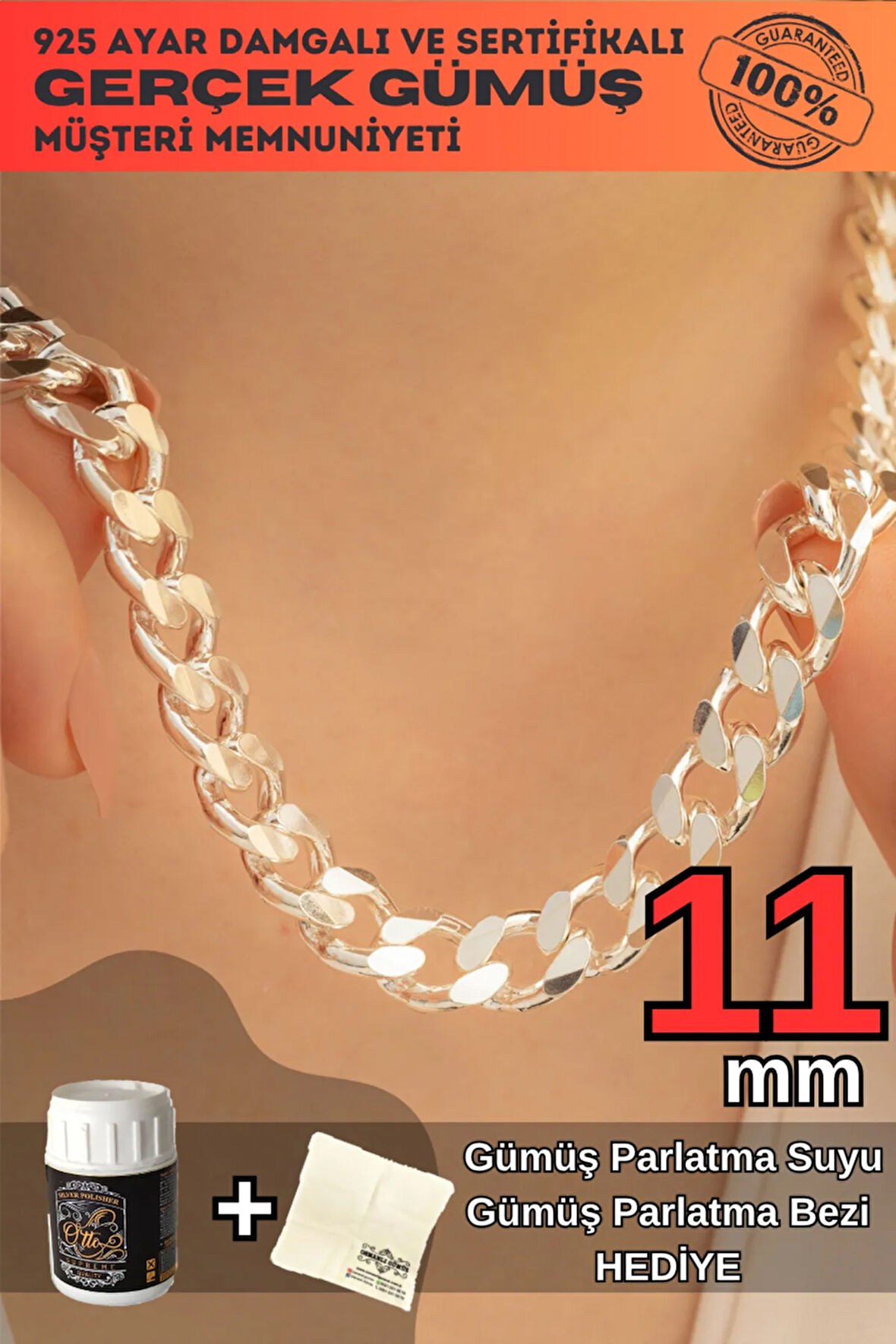 Kadın Kolye - 925 Ayar Gümüş - 11mm Gurmet Model Kadın Gümüş Kolye