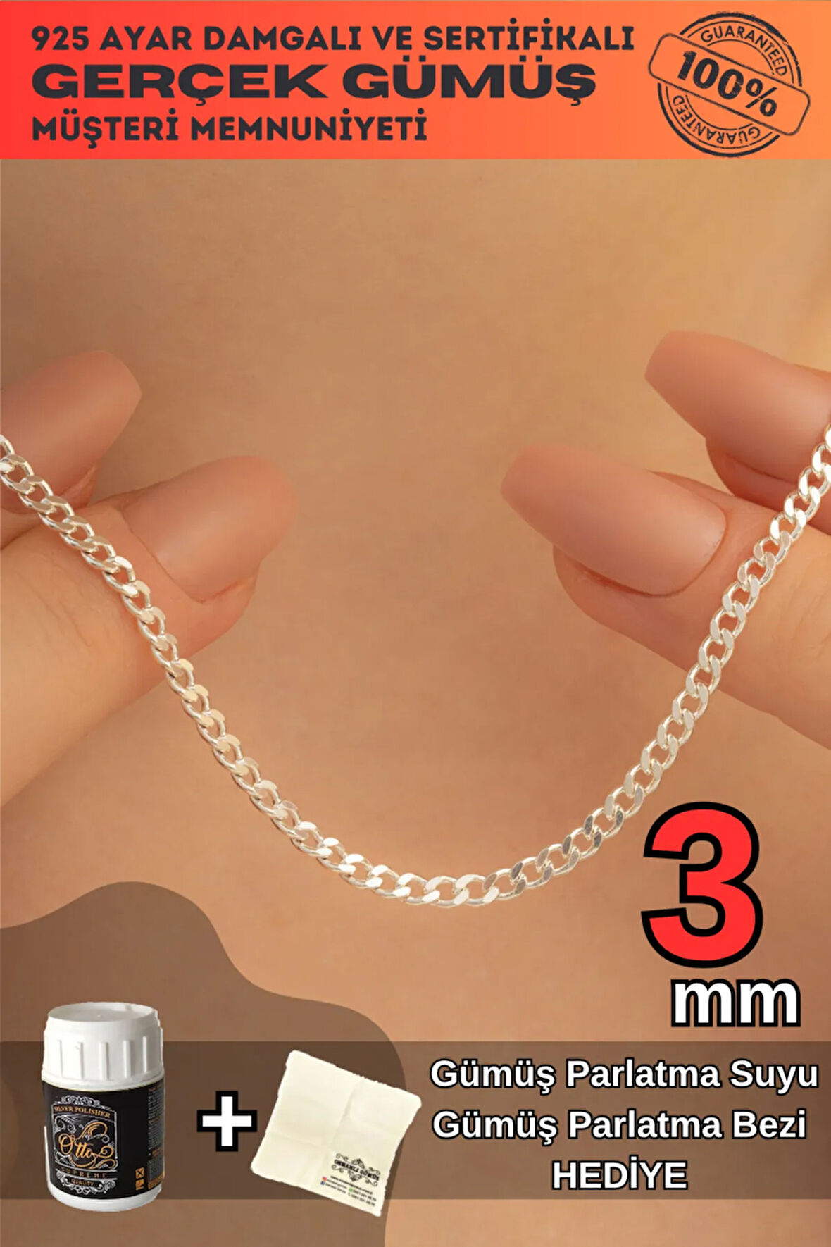 Kadın Kolye 925 Ayar 3mm Gümüş Gurmet Model Kadın Gümüş Kolye