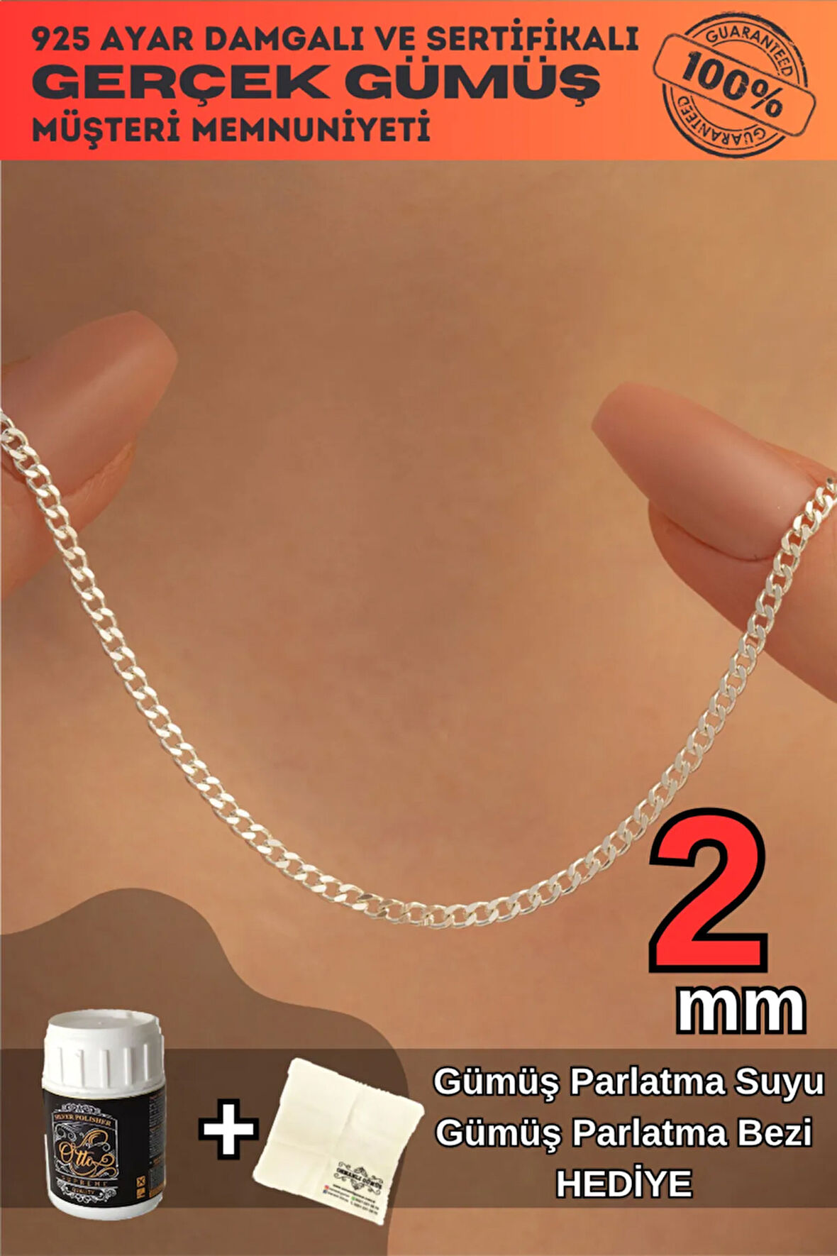 Kadın Kolye - 2mm 925 Ayar Gümüş - Gurmet Model Kadın Gümüş Kolye