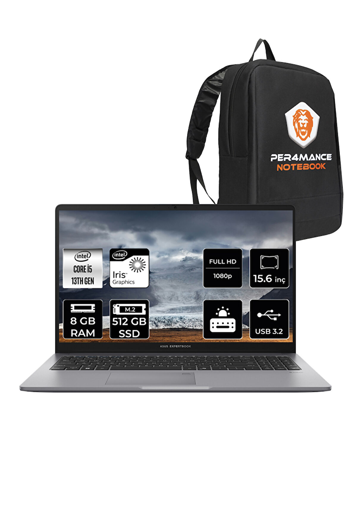 Asus Expertbook P1 P1503 i5 13500H 8GB DDR5 512GB SSD 15.6" FHD FREEDOS & PER4 ÇANTA