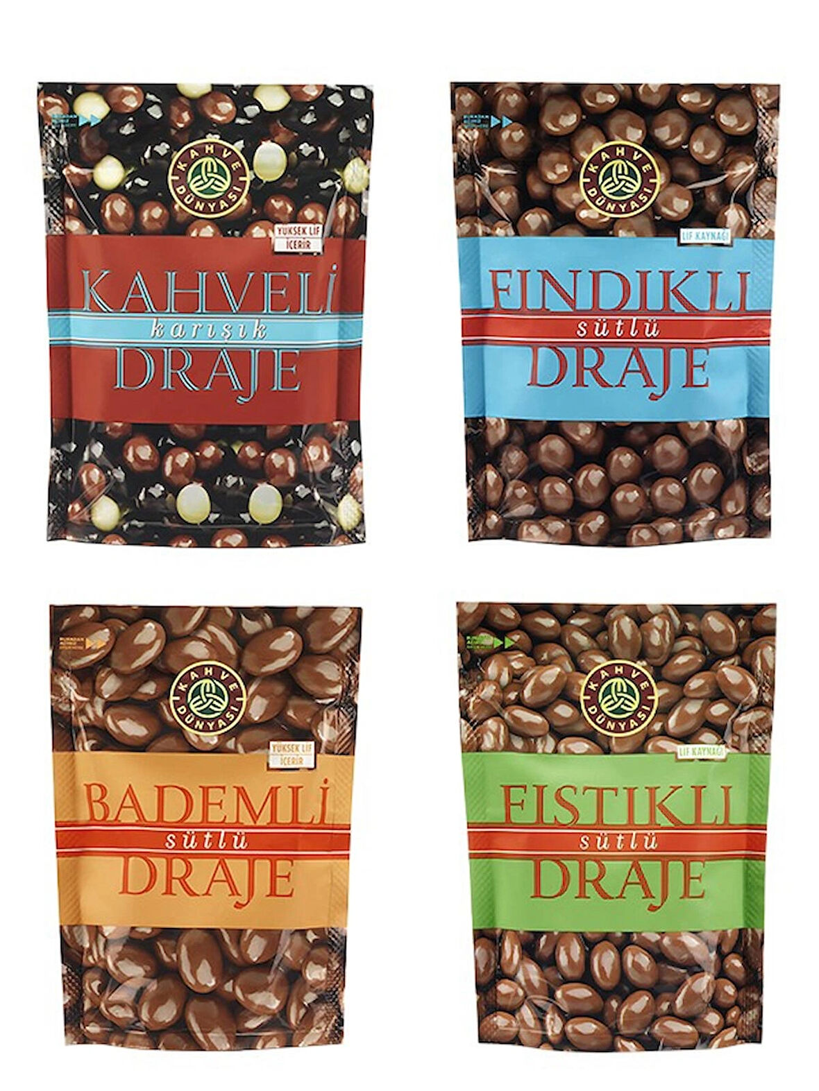 Draje Mix 60 gr (4 Adet: Kahveli, Bademli Sütlü, Fıstıklı Sütlü, Fındıklı Sütlü)