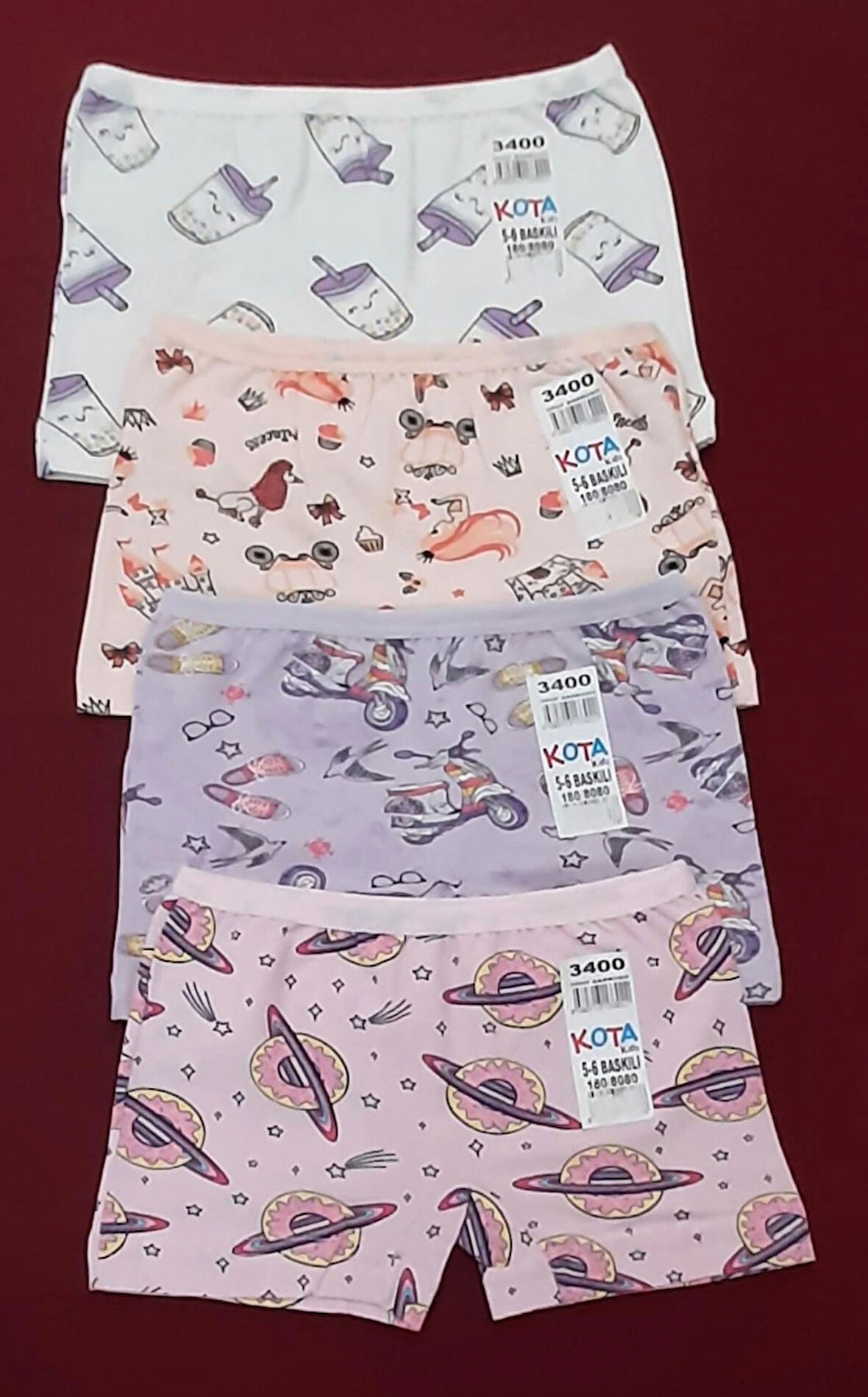 Kız Çocuk Boxer 4'lü Paket