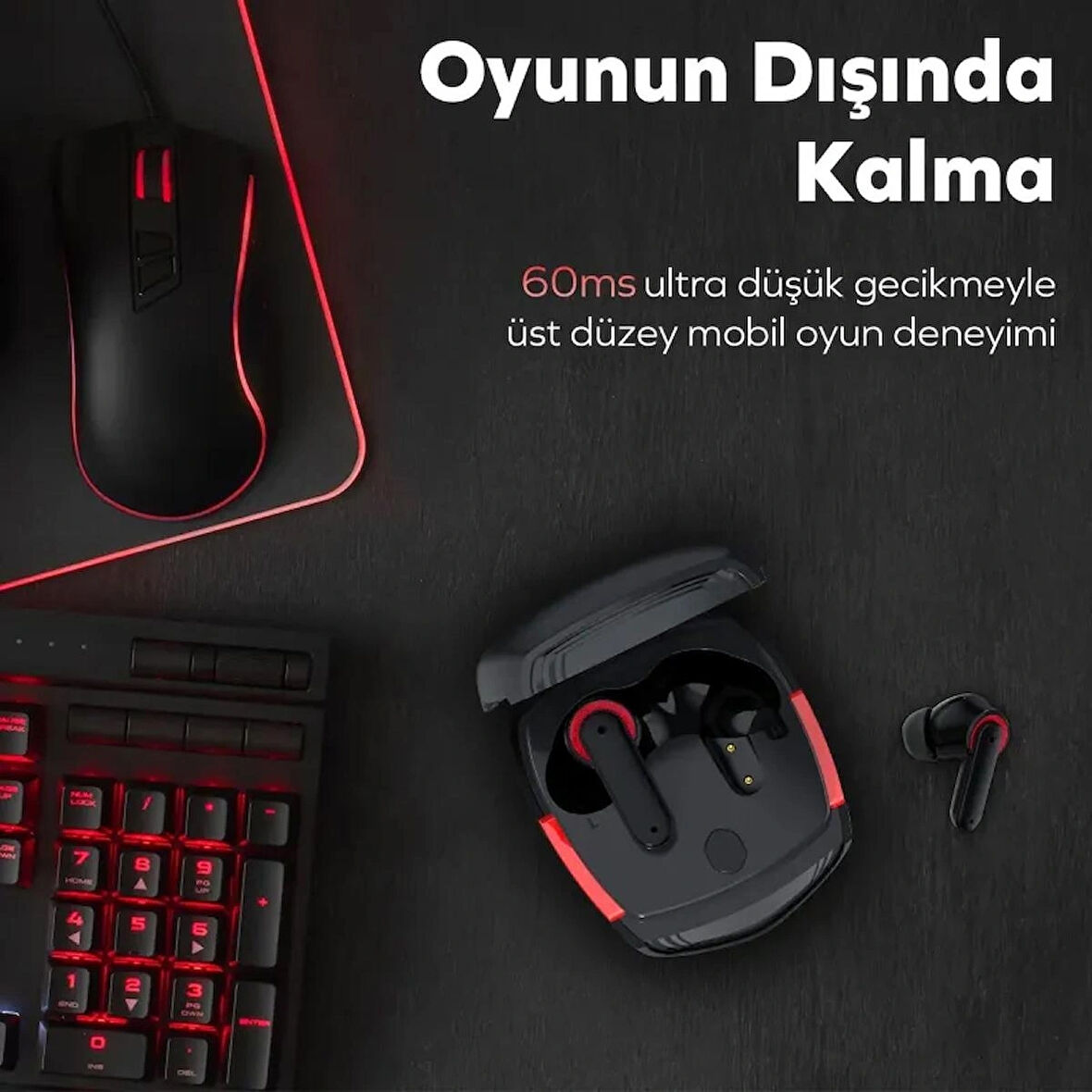 Woyax Gaming Kablosuz Bluetooth Oyuncu Kulaklık, 60 ms Gecikme, Çift Mod, HD 4 Mikrofon ENC