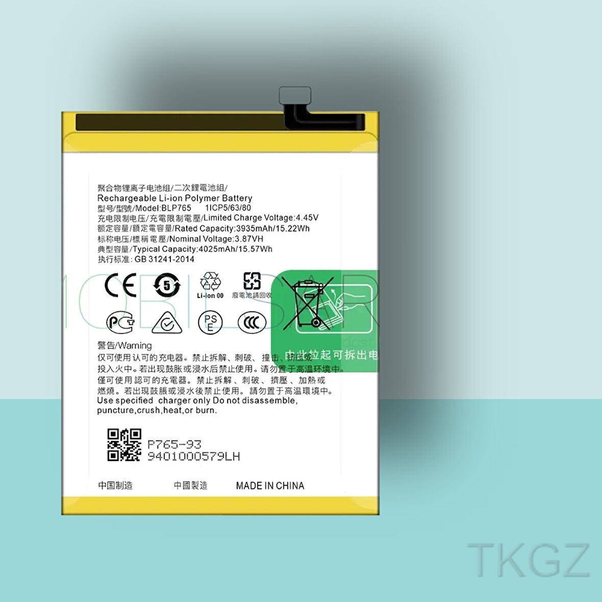 Tkgz - OPPO RENO 3 - BLP-765 - Batarya Pil Orijinal Sıfır