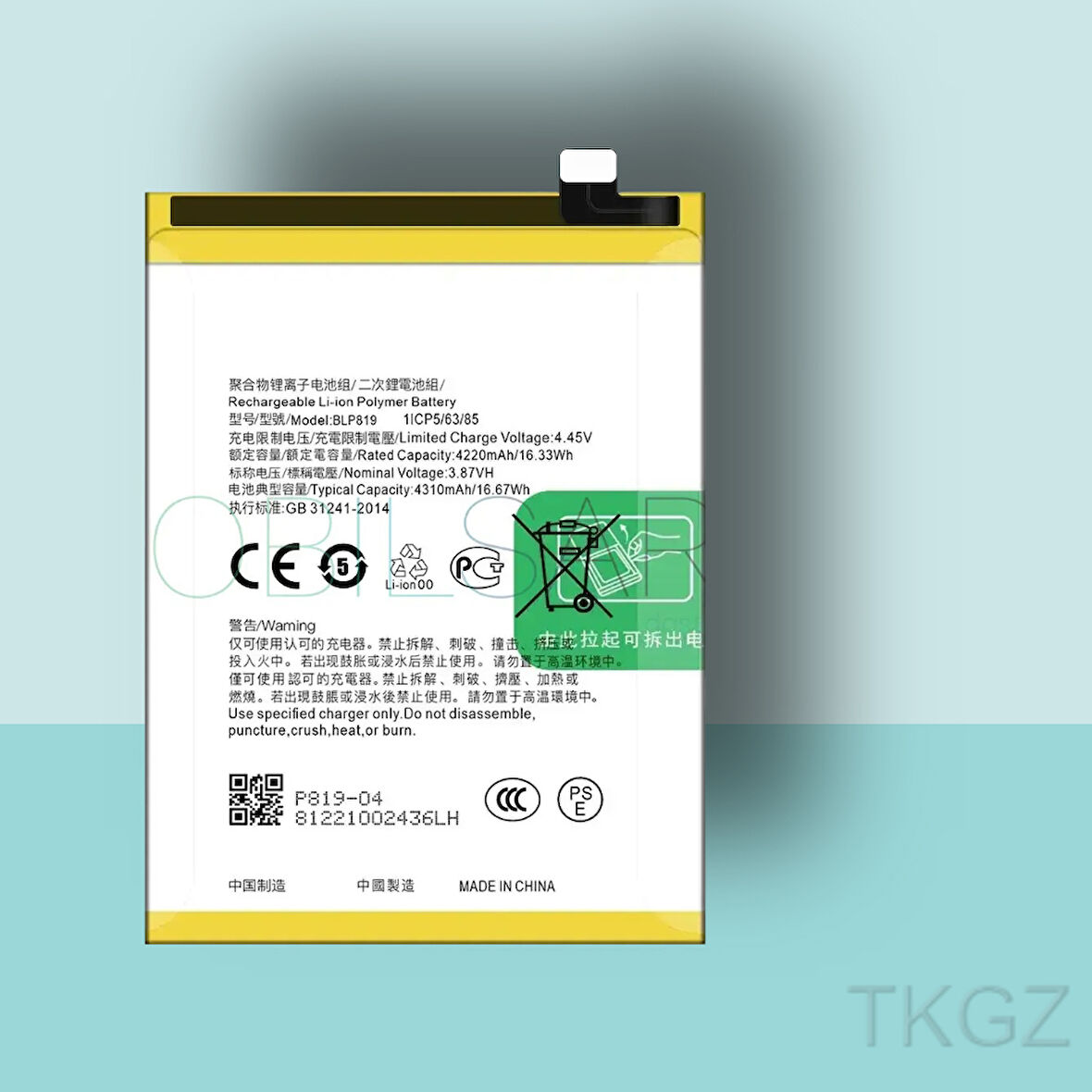 Tkgz - OPPO RENO 5 LİTE - BLP-819 - Batarya Pil Orijinal Sıfır