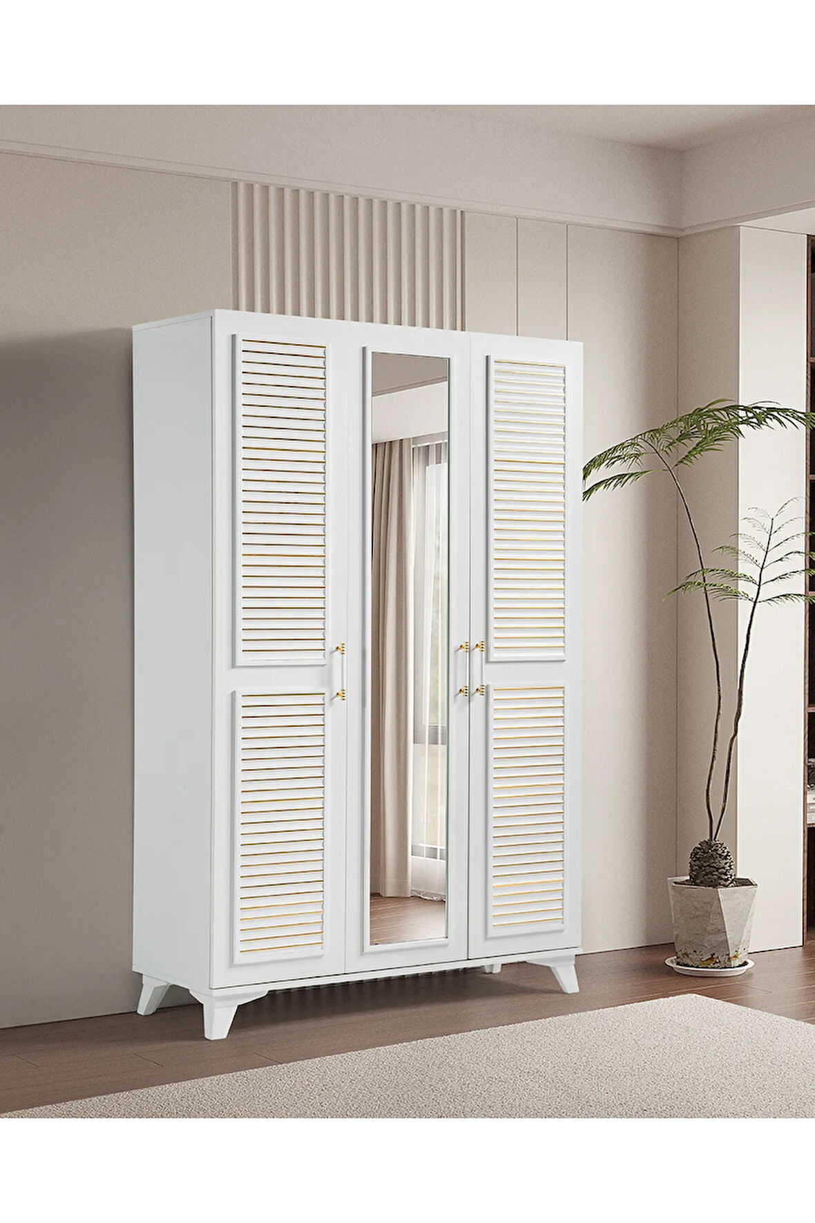 PEMA HOME Ege %100 Mdf 3 Kapaklı Dolap Gardırop