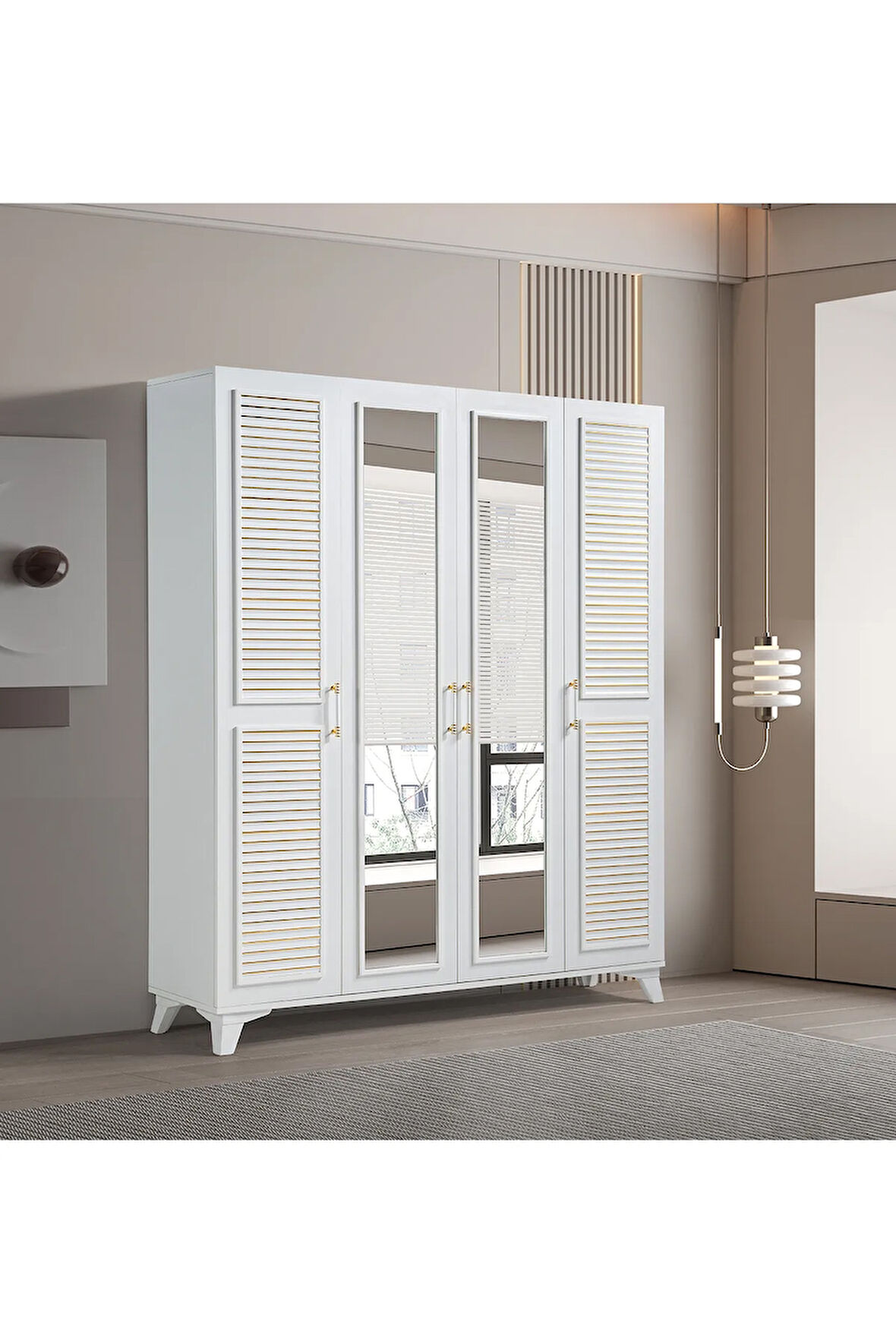PEMA HOME Ege %100 Mdf 4 Kapaklı Dolap Gardırop