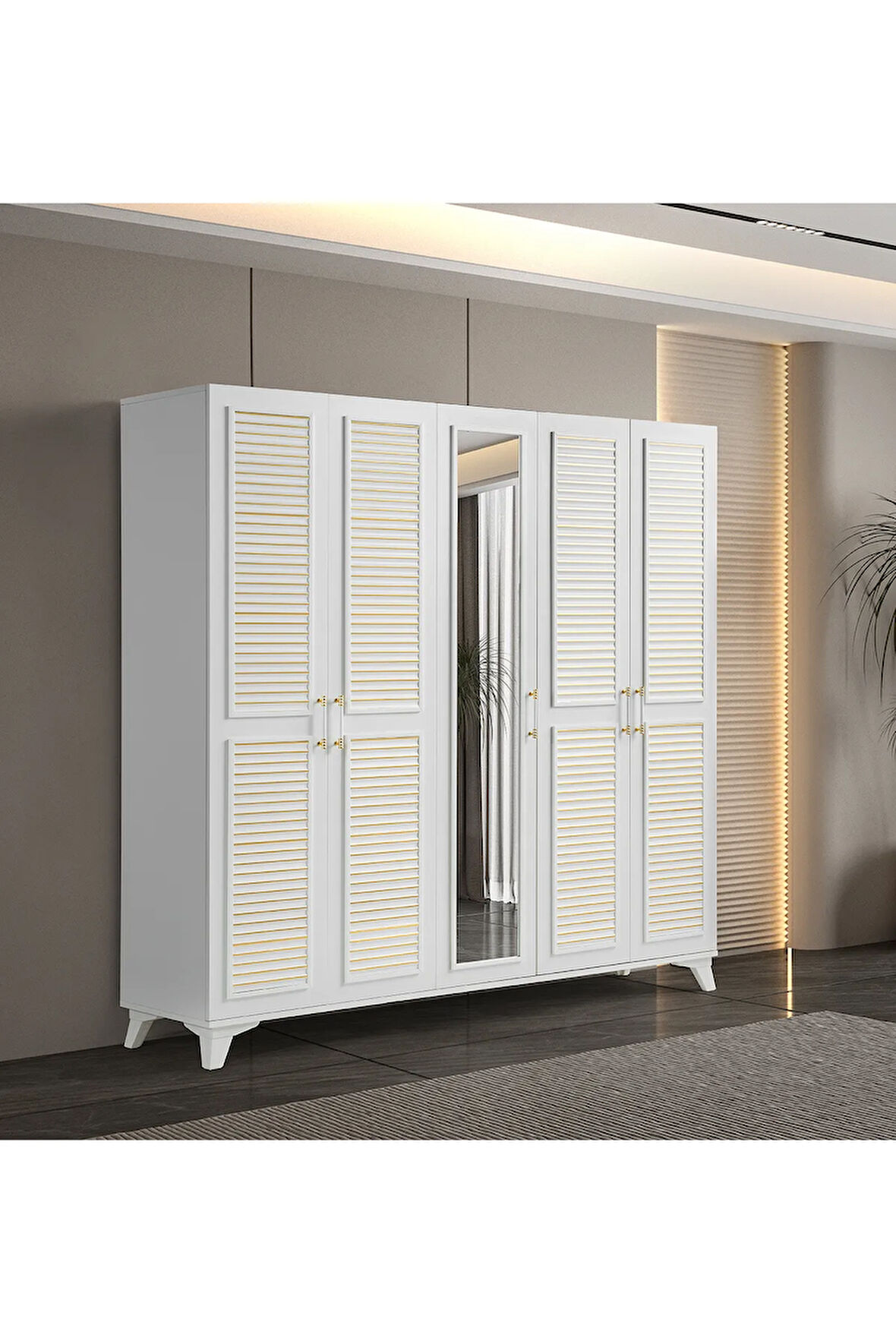 PEMA HOME Ege %100 Mdf 5 Kapaklı Dolap Gardırop