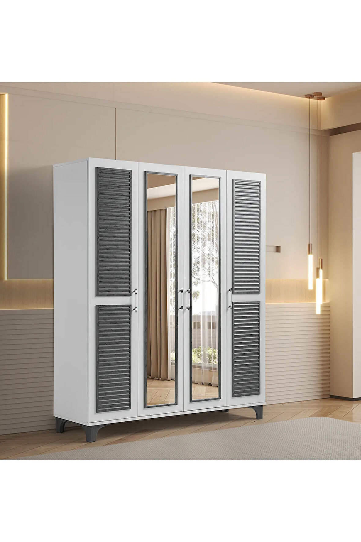 PEMA HOME Yiğit %100 Mdf 4 Kapaklı Dolap Gardırop