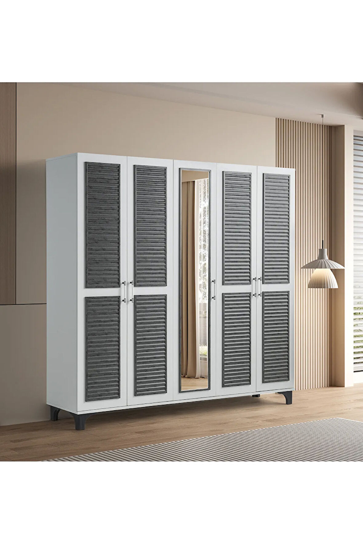 PEMA HOME Yiğit %100 Mdf 5 Kapaklı Dolap Gardırop