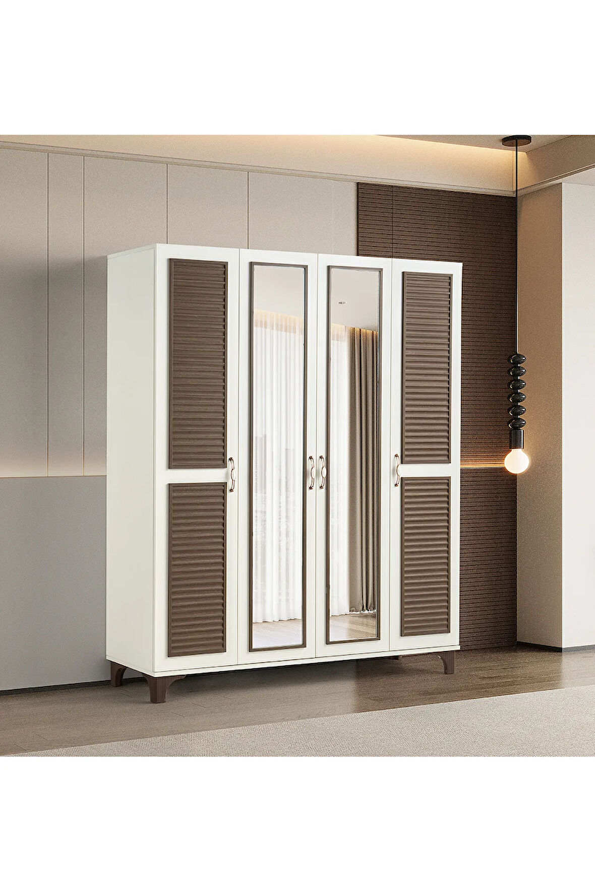 PEMA HOME Toprak %100 Mdf 4 Kapaklı Dolap Gardırop