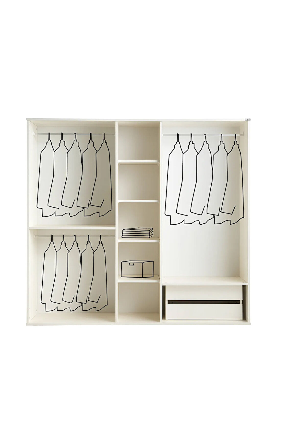 PEMA HOME Elegance %100 Mdf Membran 5 Kapaklı Dolap Gardırop