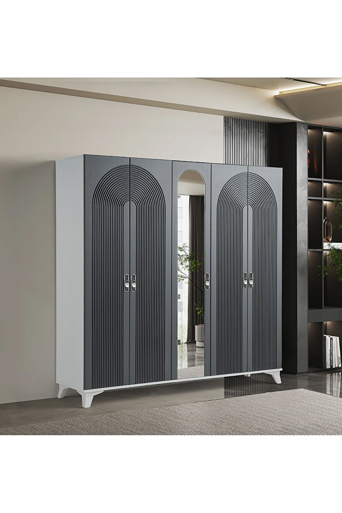 PEMA HOME Elegance %100 Mdf Membran 5 Kapaklı Dolap Gardırop