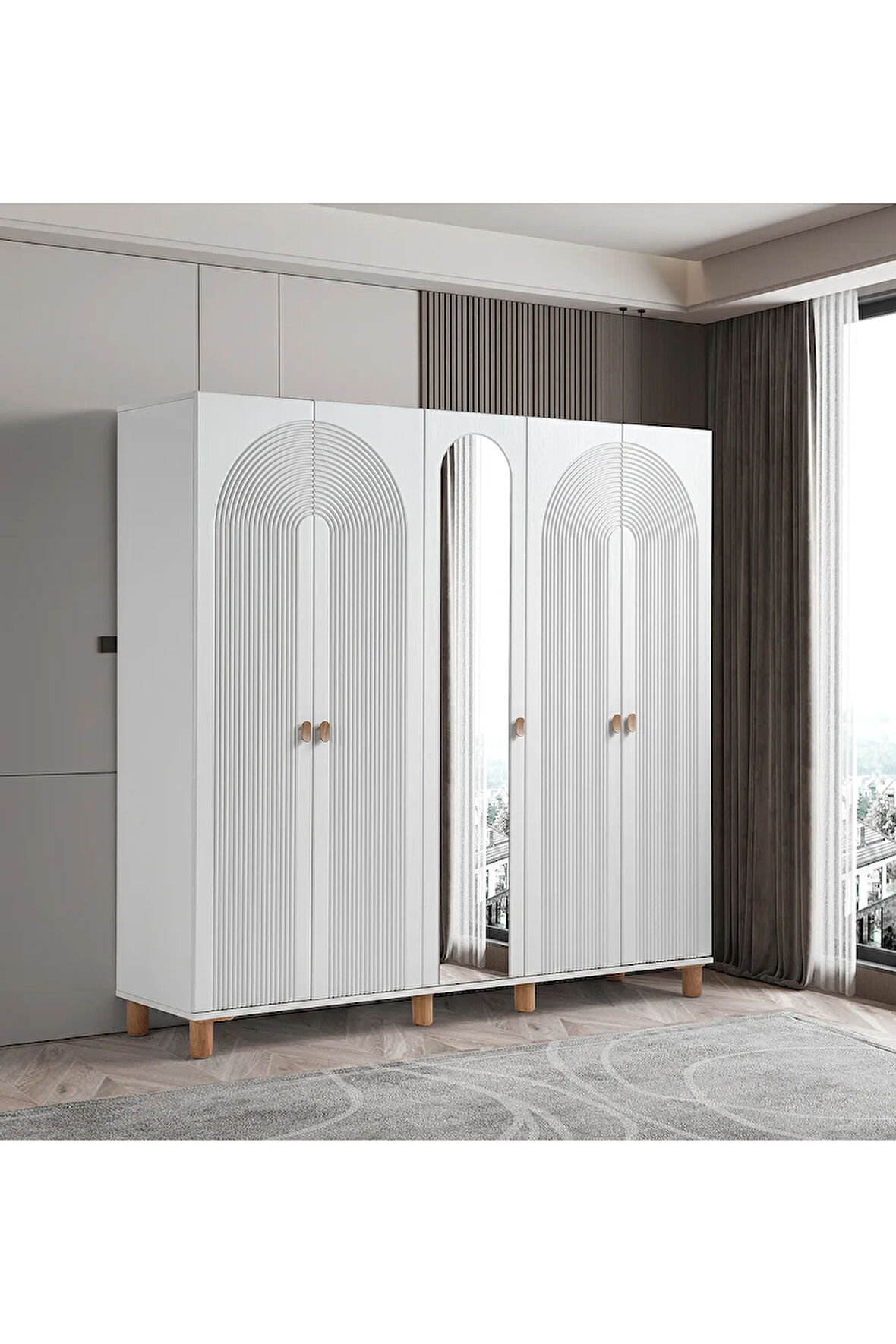 PEMA HOME Elegance %100 Mdf Membran 5 Kapaklı Dolap Gardırop
