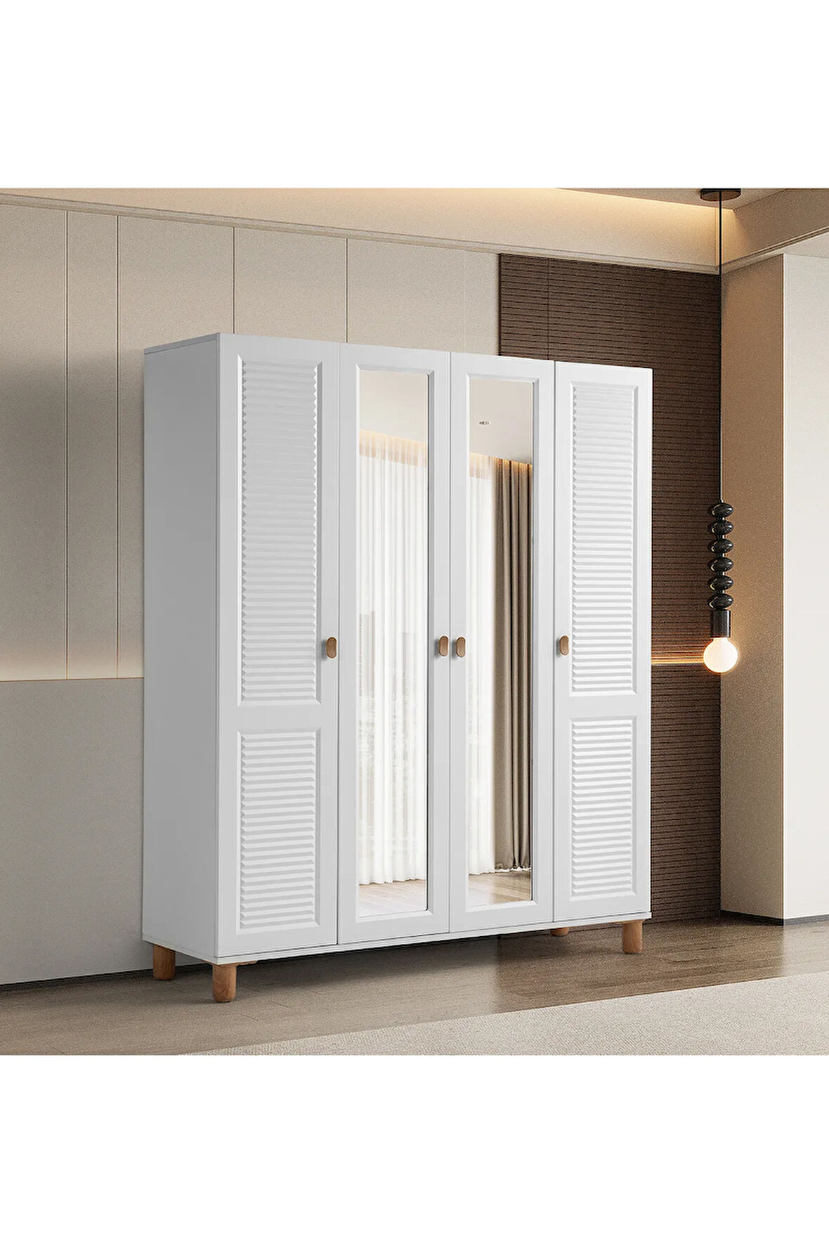 PEMA HOME Favori %100 Mdf Membran 4 Kapaklı Dolap Gardırop