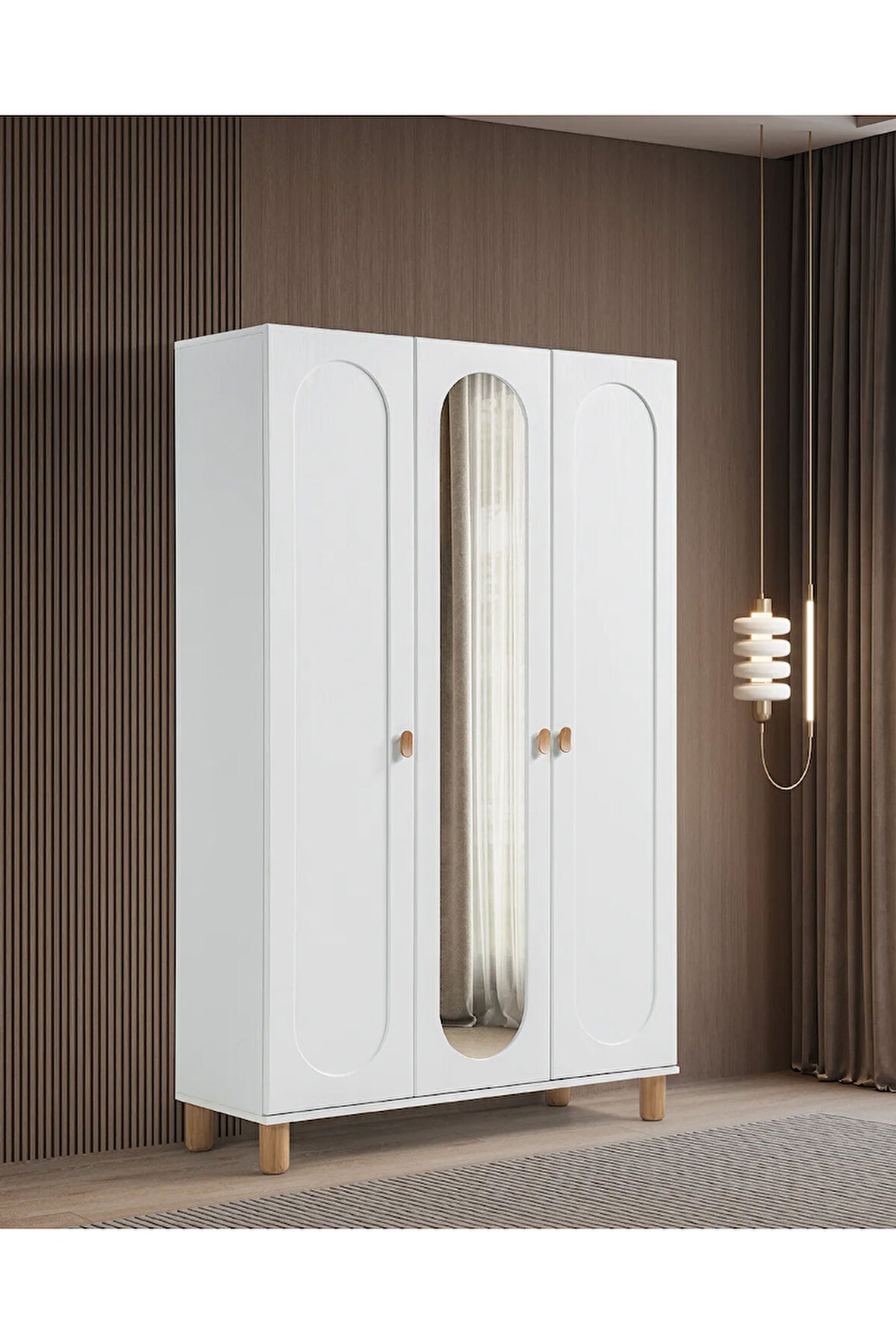 PEMA HOME Masal %100 Mdf Membran 3 Kapaklı Dolap Gardırop
