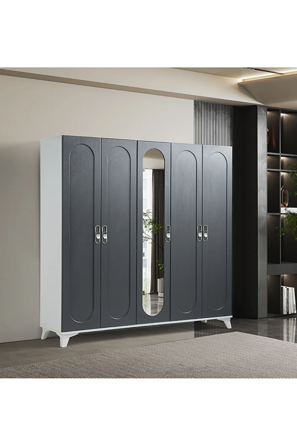 PEMA HOME Masal %100 Mdf Membran 5 Kapaklı Dolap Gardırop
