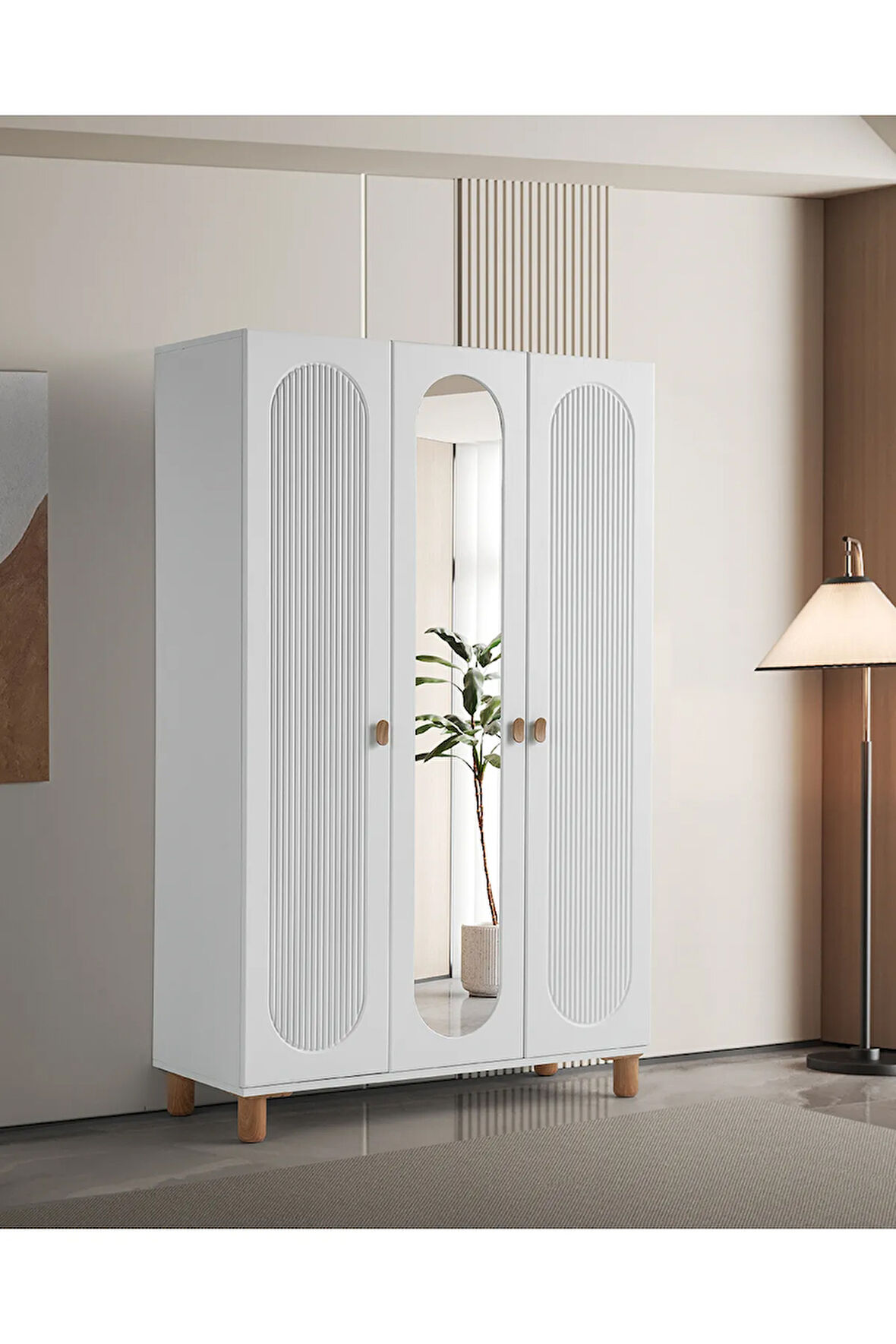 PEMA HOME Peri %100 Mdf Membran 3 Kapaklı Dolap Gardırop