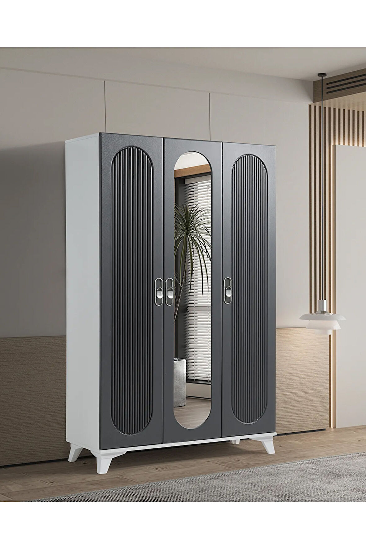 PEMA HOME Peri %100 Mdf Membran 3 Kapaklı Dolap Gardırop