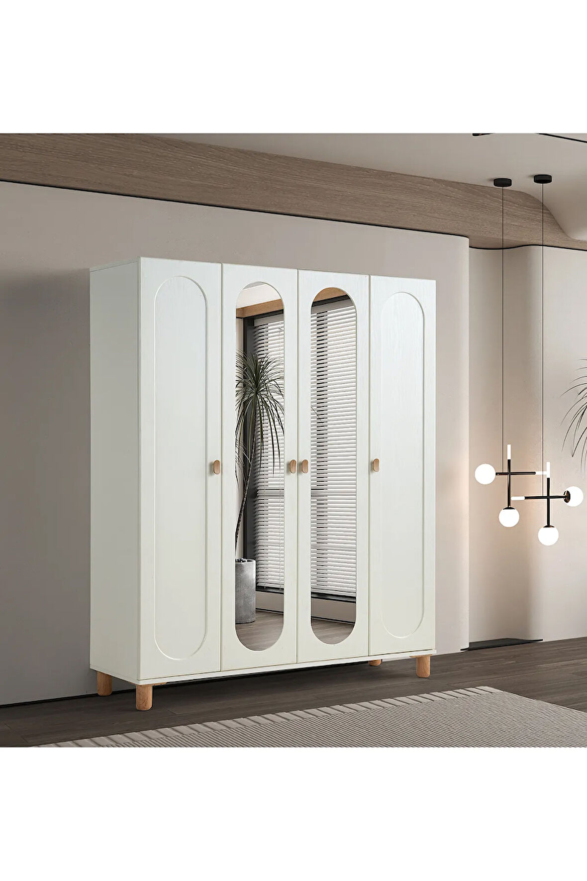 PEMA HOME Masal %100 Mdf Membran 4 Kapaklı Dolap Gardırop