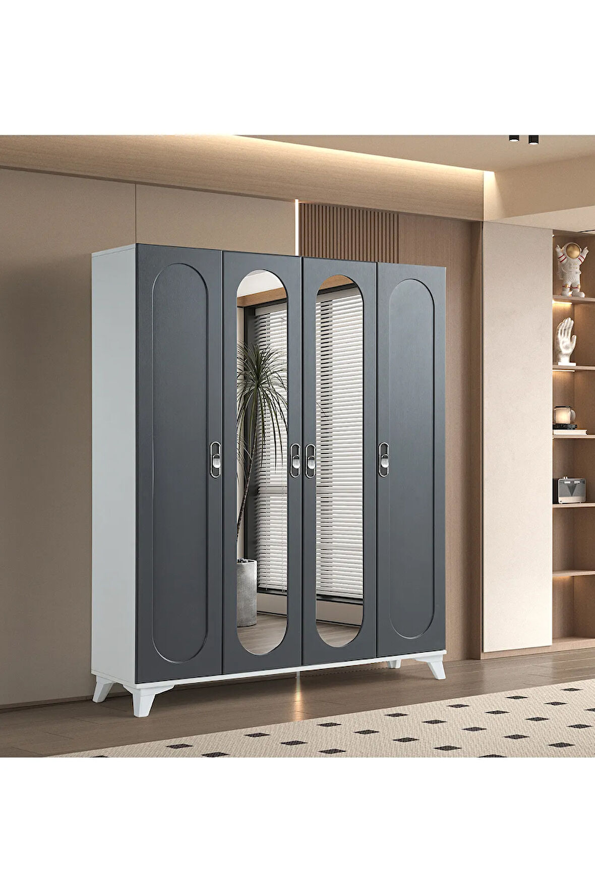 PEMA HOME Masal %100 Mdf Membran 4 Kapaklı Dolap Gardırop