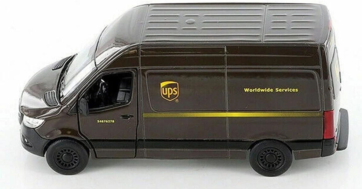 KiNSMART Mercedes-Benz Sprinter UPS Sürümü Teslimat Van 1:48 Ölçekli