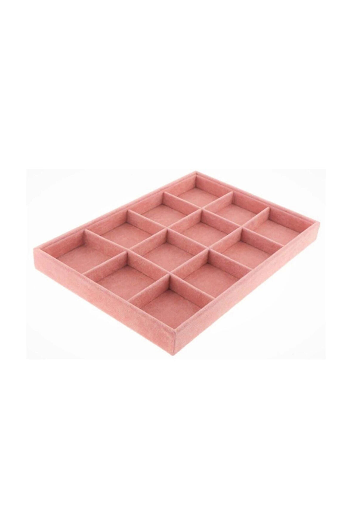 Yerli Süet Pembe 12 Bölmeli Takı Servis Tablası (Aydındecor)