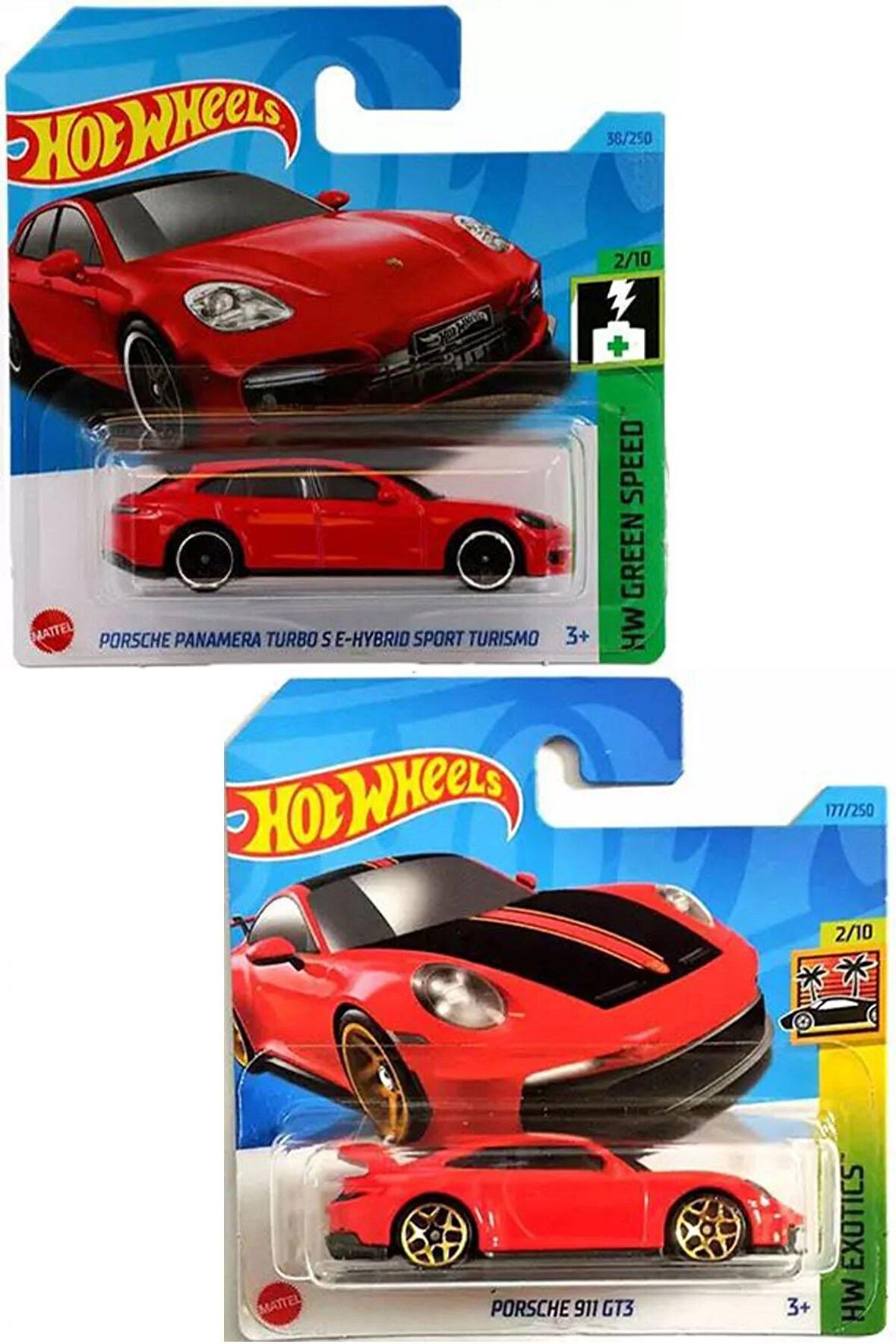 Hot Wheels - Porsche 911 GT3 & Porsche Panamera Turbo S E-hybrid Sport Turismo 2 Araç Set (1:64) 