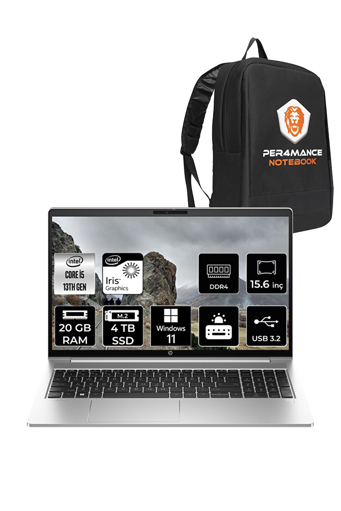 HP ProBook 450 G10 İ5 1334U 20GB RAM 4TB SSD 15.6'' FHD IPS W11P Dizüstü Bilgisayar & PER4 ÇANTA 